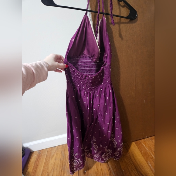 Heart Soul women's size M halter flowy purple dress 👗 with lace and flowers - Picture 6 of 12